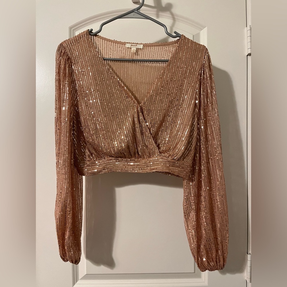 Sequin rose gold blouse